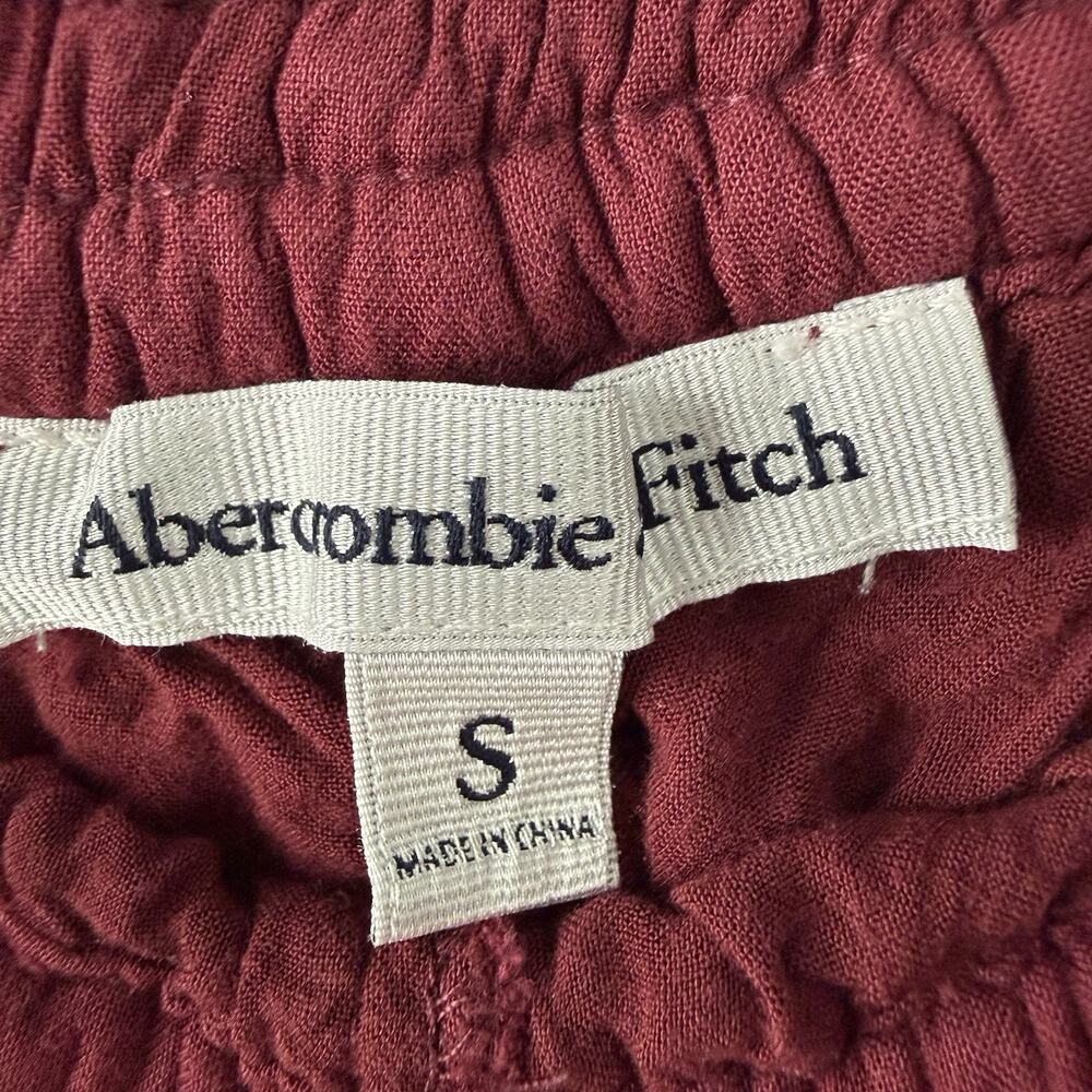Abercrombie & Fitch Crochet Lace Drawstring Shorts Maroon Boho Size Small - Picture 3 of 5